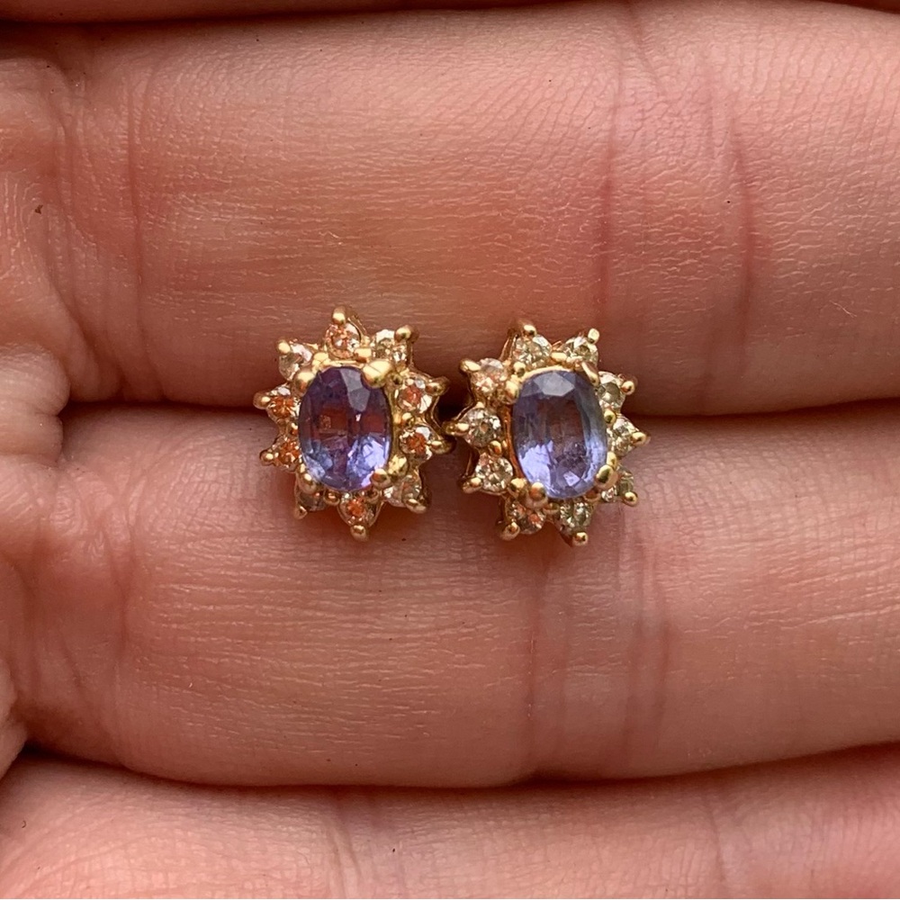 14k Amethyst .58 and Diamond 1.8 Earrings Stamped BH